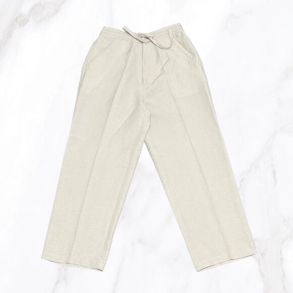 Cubavera Men's Linen Blend Drawstring Loose Fit Khaki Pants, Size S - Picture 1 of 7